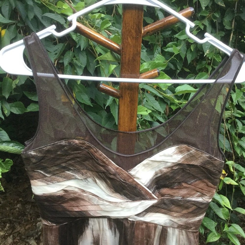 Burberry Dress Brown Cream Sleeveless Cotton EU 42